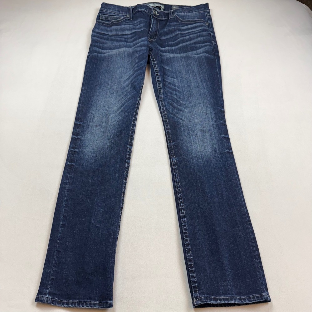 BKE Denim Carter Straight Leg Jeans Mens 36L Dark Wash Stretch Coolmax Denim